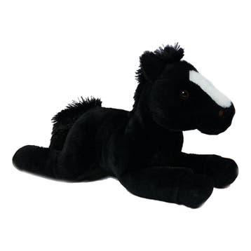 Paard Winston knuffel - pluche - zwart - 35 cm - premium, Verzenden, Nieuw