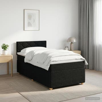 vidaXL Boxspringbed met matras met hoofdeinde Zwart 90 x 200, Verzenden, Nieuw, Zwart