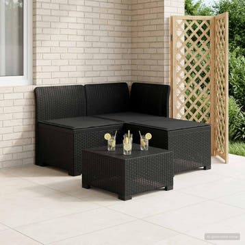 vidaXL 3-zits tuinbank met kussens in rattanlook PP, Verzenden, Nieuw