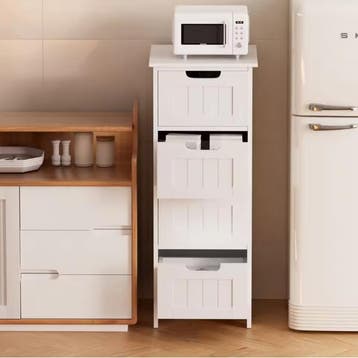 Badkamer Ladekast 4 Lades – Vrijstaande Witte Opbergkast, Verzenden, Nieuw