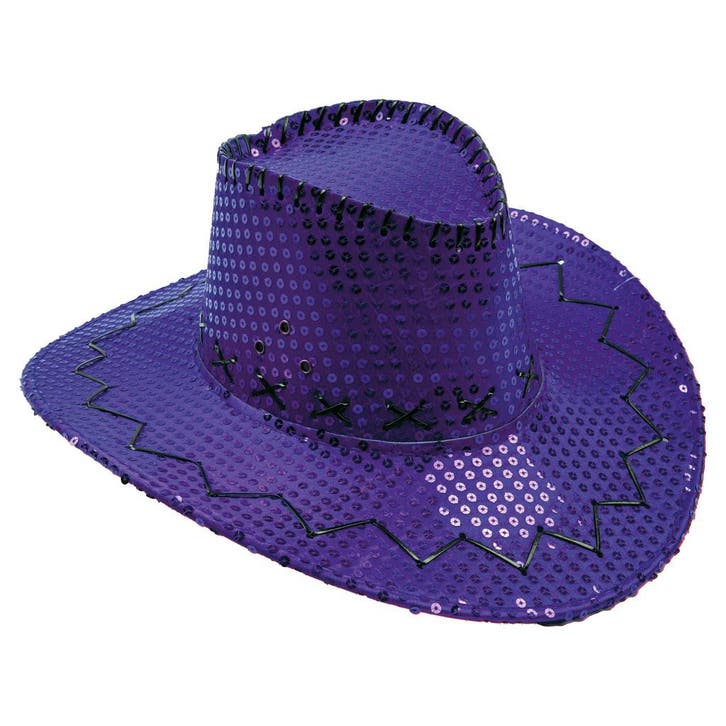 Hoed Cowboy Sequin Paars, Kleding | Dames, Carnavalskleding en Feestkleding, Nieuw, Ophalen of Verzenden