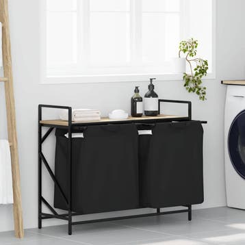 vidaXL Wasmand 2 vakken met plank sonoma eikenkleurig, Verzenden, Nieuw