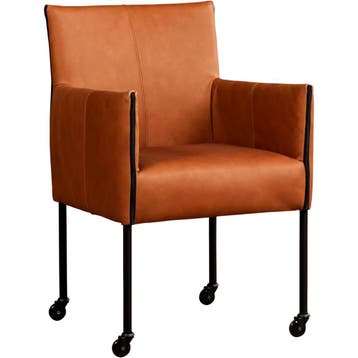 Leren eetkamerstoel More - Rancho Cognac (cognac) - Poten, Nieuw, Leer, Ophalen of Verzenden, Bruin