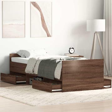 vidaXL Bedframe met hoofd- en voeteneinde bruin eikenkleur, Eenpersoons, Bruin, Verzenden, Nieuw