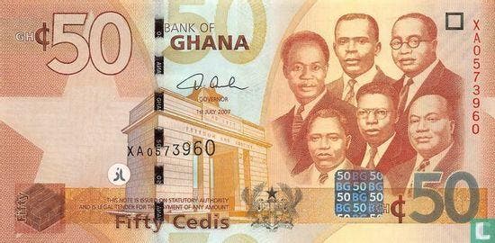 Ghana 50 Cedis  - 2012, Postzegels en Munten, Bankbiljetten | Afrika, Los biljet, Overige landen, Verzenden
