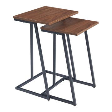 Bijzettafel Salem set van 2 zwart en walnootkleurig [en.casa, Verzenden, Nieuw