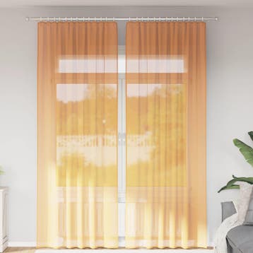 vidaXL Gordijnen voile met roedezakken 2 st oranje, Verzenden, Nieuw