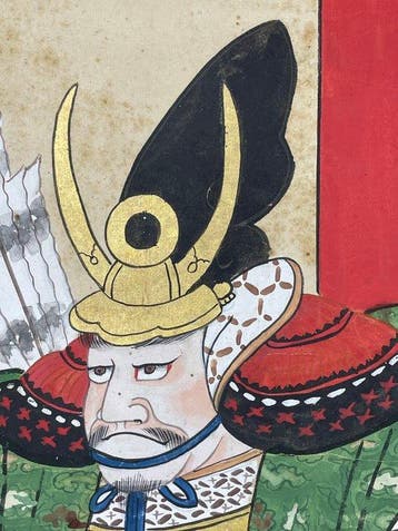 Samurai krijger gevecht Japanse hangende rol - Japan - 20e, Antiek en Kunst