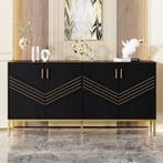 Zwart Dressoir 160 cm – Moderne Opbergkast met 4 Deuren, Verzenden, Nieuw