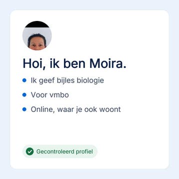 Moira geeft online bijles biologie, Privéles, Bijles
