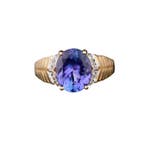 Ring - 14 karaat Geel goud - 3.47ct. tw. Tanzaniet - Zirkoon, Nieuw