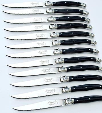 Laguiole - 12x Steak Knives - Black - style de -