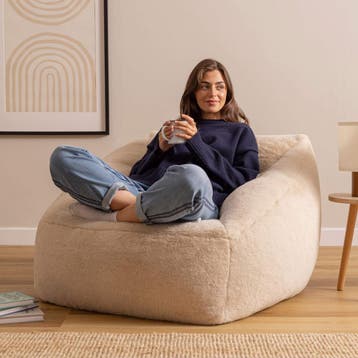 Icon Natalia Zitzak Stoel Faux Fur - Natural, Verzenden, Nieuw, Beige, Zitzakstoel