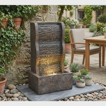 Stijlvolle Buitenfontein met Geïntegreerde Lamp - Polyresin, Tuin en Terras, Verzenden, Nieuw
