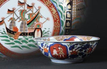Kom - Imari Polychrome Large Bowl with Five Ships and Namban