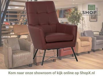 Leren fauteuil Proud - Toledo Bordeaux (donkerrood), Huis en Inrichting, Nieuw, Ophalen of Verzenden, 75 tot 100 cm, Industrieel, Modern