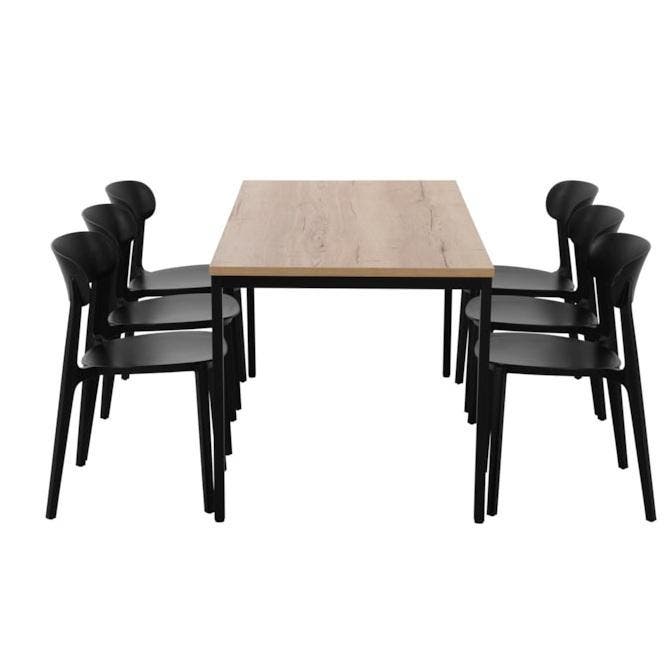 Kantinetafel PRIME 200x100 cm inclusief 6 Steppel kunststof, Huis en Inrichting, Tafels | Eettafels, Ophalen of Verzenden