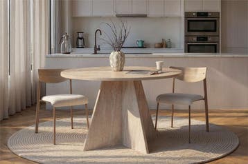 Asir 746NRD1108 Eettafel Travertijn 120x120x75 cm voor €125, Ophalen, Rond, Nieuw, 100 tot 150 cm
