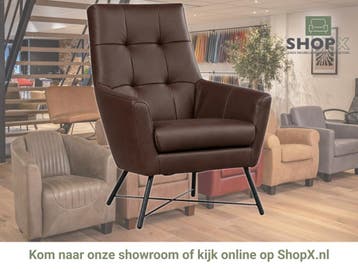 Leren fauteuil Proud - Rancho Brown (bruin), Nieuw, Ophalen of Verzenden, 75 tot 100 cm, Industrieel, Modern