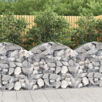 vidaXL Schanskorf gewelfd 100x30x80/100 cm gegalvaniseerd, Tuin en Terras, Bloembakken en Plantenbakken, 100 cm of meer, Verzenden