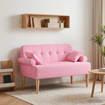 vidaXL Loungebank met knopencomfort Roze 120 x 65 x 79 cm, Verzenden, Nieuw, Stof, Minder dan 150 cm