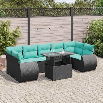vidaXL 8-delige Loungeset met kussens poly rattan acacia, Verzenden, Nieuw, Loungeset