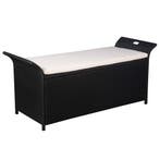 vidaXL Opbergbankje met kussen 138 cm poly rattan zwart, Tuin en Terras, Verzenden, Nieuw