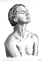 Dario Moschetta - Female Figure Ink Drawing Original 242B –
