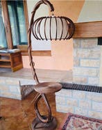 Dienblad vloerlamp - Rattan, Hout, Antiek en Kunst