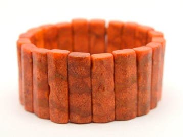 Koraal - Fijn rood koraal stokjes Brede wikkelarmband -