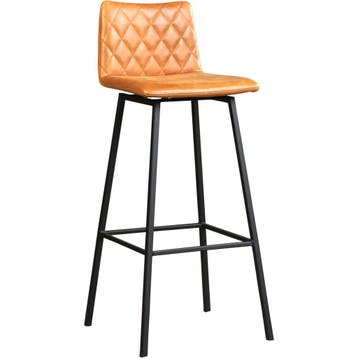 Set van 6 Leren barkruk Catch hoog - Vintage Cognac, Huis en Inrichting, Ophalen of Verzenden, Nieuw, Leer, 90 cm of meer
