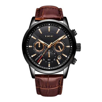 Luxe Horloge voor Heren met Leren Bandje - Anoloog, Verzenden, Nieuw, Lige