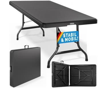 Klaptafel Antraciet Kunststof 183x75x73cm Inklapbaar, Tuin en Terras, Tuintafels, Verzenden, Nieuw