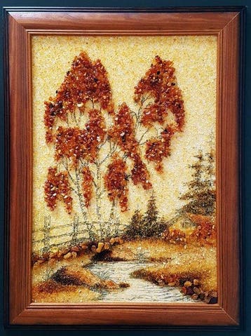 Barnsteen - Unique Baltic Amber Picture Art Panel – Autumn