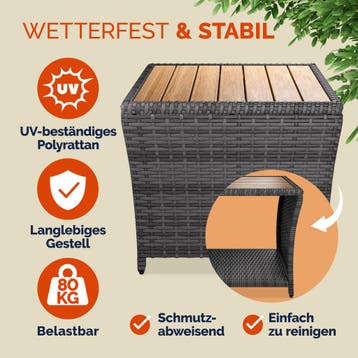 Polyrattan bijzettafel grijs 45x45x40cm (Tafels, Interieur), Verzenden, Nieuw