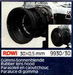 Rowi 9930/30 Rubberen Lens Hood Zonnekap 30x0.5mm (Nieuw), Verzenden, Nieuw