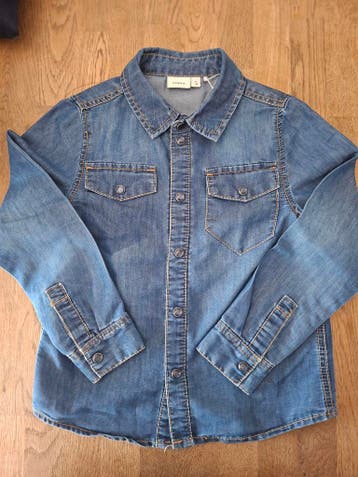 Name It denim overhemd blauw lange mouwen maat 116 nette sta, Zo goed als nieuw, Name it, Meisje, Overhemd of Blouse