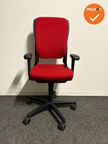 Ahrend 230 - Hoge rug  - Rode stoffering - Zwart voetkruis, Werkplek, Ophalen of Verzenden, Gebruikt, Stoel