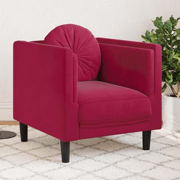 vidaXL Fauteuil met kussen fluweel wijnrood, Verzenden, Nieuw, Eenpersoons, Stof