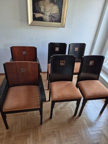 Roche Bobois - Eetkamerstoel (6) - Suède - Set van 6