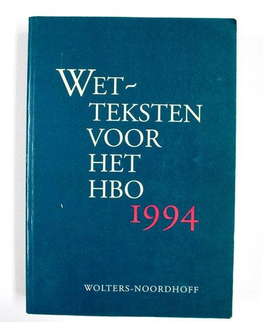 1994 Wetteksten voor het hbo - Boenders, Boeken, Studieboeken en Cursussen, Gelezen, Verzenden