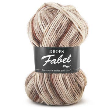 DROPS Fabel Print - 912 soft chocolate - Wol Garen, Hobby en Vrije tijd, Ophalen of Verzenden, Nieuw