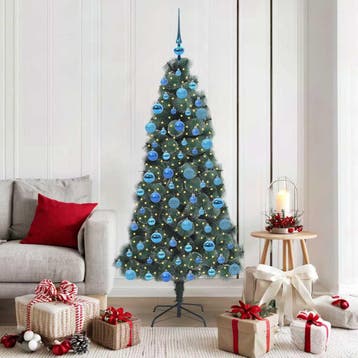 vidaXL Kunstmatige Voorverlichte Kerstboom met Ballen Set, Verzenden, Nieuw