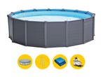 Intex Graphite Grey Panel zwembad - 478 x 124 cm - met, Verzenden, Nieuw, Rond, 120 cm of meer