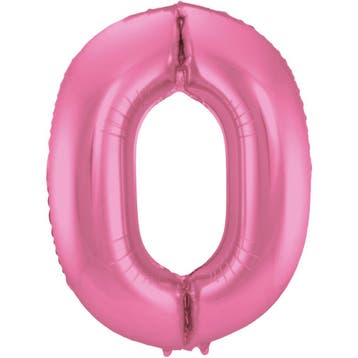 Folieballon Cijfer 0 Metallic Roze 86 cm, Verzenden, Nieuw, Feestartikel, Verjaardag