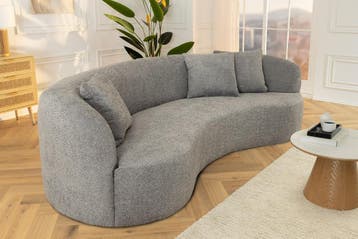 Moderne bank ATELIER 230cm grijs bouclé 3-zits bank incl., Ophalen of Verzenden, Nieuw