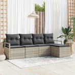 vidaXL Bankstel met kussen 5 pcs Lichtgrijs poly rattan, Verzenden, Nieuw, Rotan