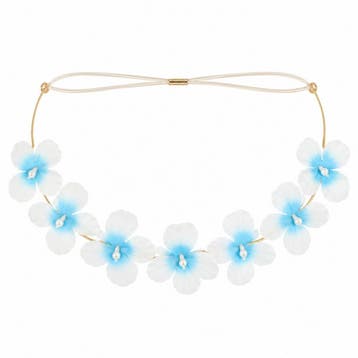 Haarband Bloemenkroon - Wit Blauw, Nieuw