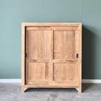 !Voordelige! massieve teakkast met schuifdeuren, Huis en Inrichting, Kasten | Vitrinekasten, 100 tot 150 cm, 100 tot 150 cm, Teakhout