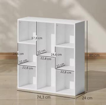 Witte Opbergkast met 8 Vakken – Verticaal of Horizontaal, Huis en Inrichting, Kasten | Boekenkasten, Verzenden, Nieuw